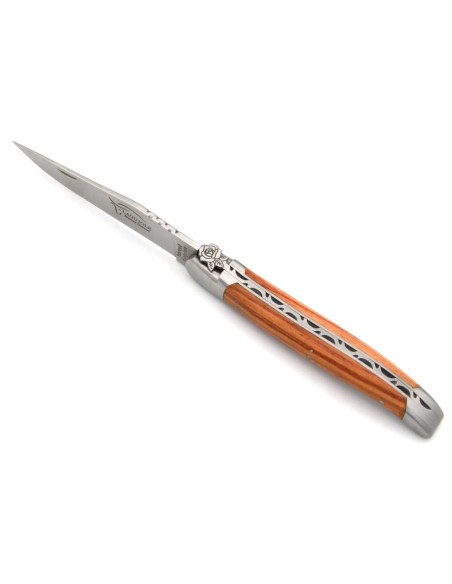 Laguiole Klappmesser, 12cm, Rosenmotiv, Griff aus Rosenholz