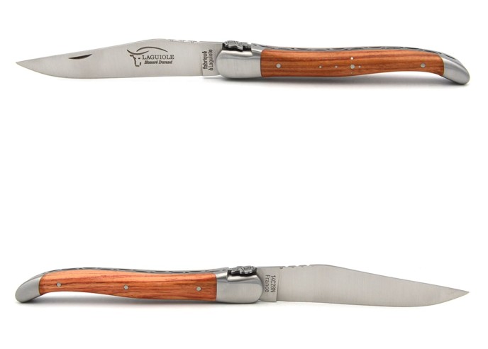 Laguiole pocket knife, 12 cm, rose motif, rosewood handle