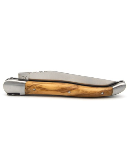 Laguiole pliant 12 cm en olivier, abeille bowling, lame seule