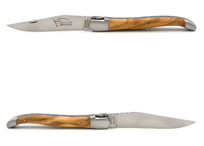 Laguiole pliant 12 cm en olivier, abeille bowling, lame seule