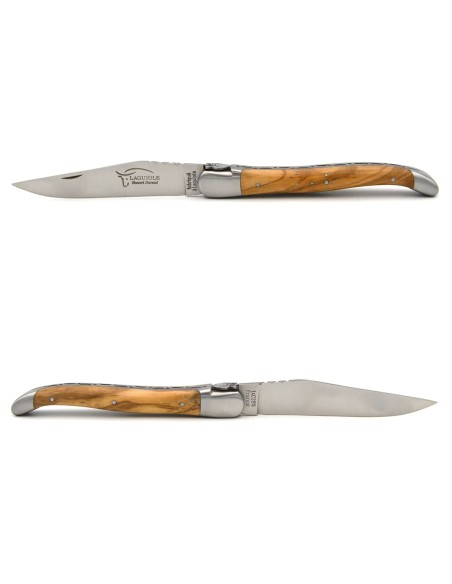 Laguiole pocket knife, 12 cm, bowling motif, olive wood