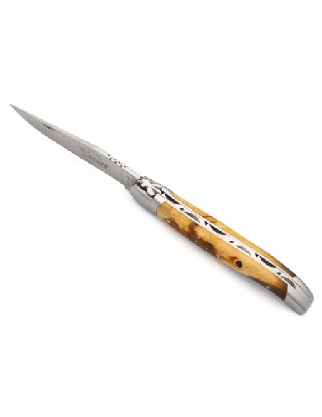 Laguiole pliant 12 cm, manche MBR - Buis / Résine marron