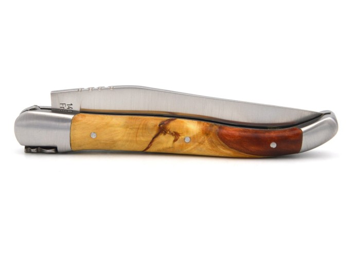 Laguiole knife 12 cm, Hybrid wood handle - Boxwood / brown resin