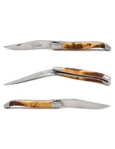 Laguiole messer 12cm, Griff aus Hybridholz Buchsbaum / Braunes Harz 2