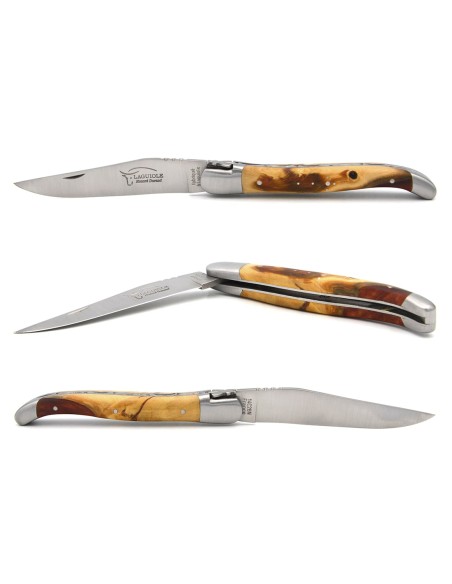 Laguiole messer 12cm, Griff aus Hybridholz Buchsbaum / Braunes Harz