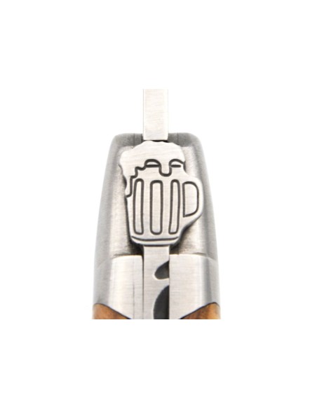 Laguiole Klappmesser 12cm, Biene Biermotiv, Griff aus Olivenholz