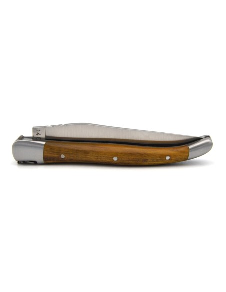 Laguiole pliant, 10cm, abeille forgée, manche bois de pistachier
