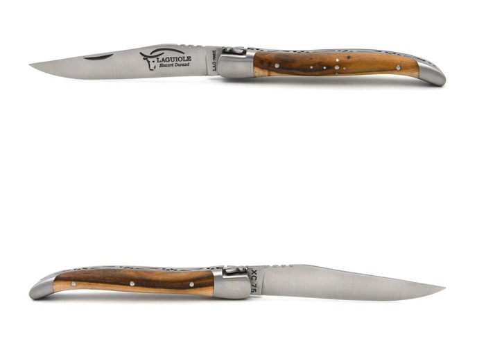 Laguiole pocket knife 10 cm, carbon blade, forged bee, pistachio handle