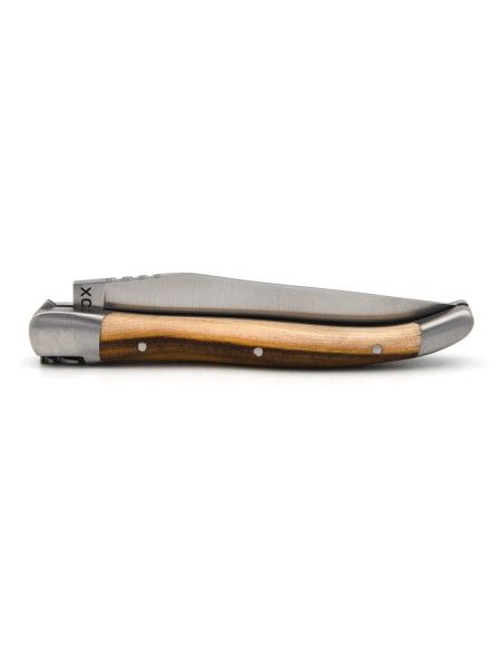 Laguiole pocket knife 10 cm, carbon blade, forged bee, pistachio handle