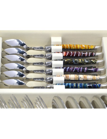 Laguiole 24 pieces cutlery set, wide mammoth molar handles