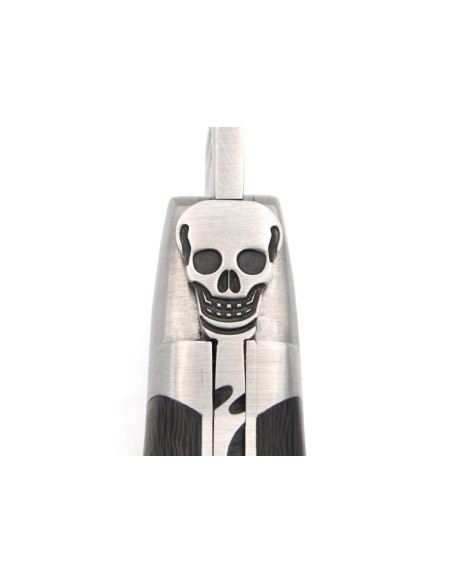 Laguiole pocket knife 12 cm, skull N°3, carbon fiber handle