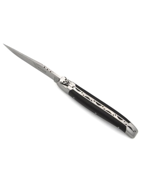 Laguiole pocket knife 12 cm, skull N°3, carbon fiber handle