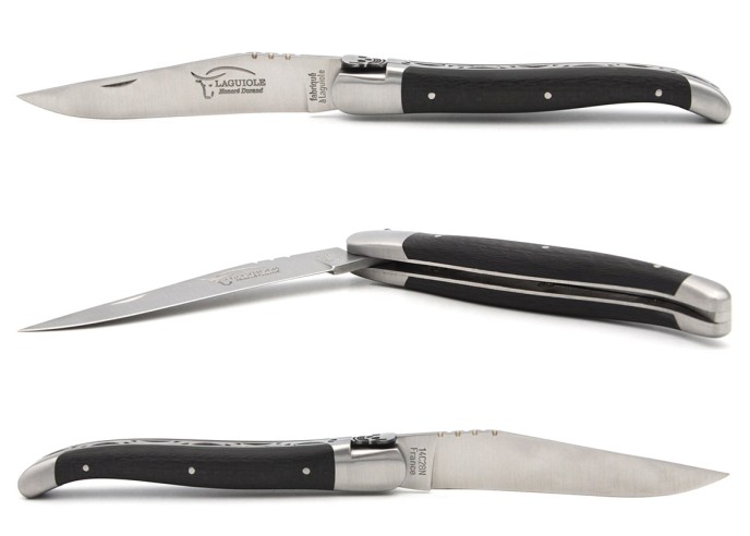 Laguiole Klappmesser 12cm aus Kohlefaser, Schädelmuster N°3