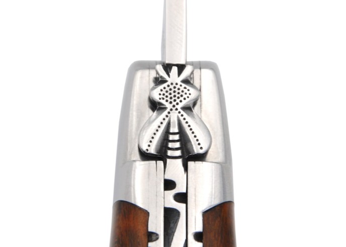 Laguiole knife 12 cm, classic forged bee n°2, double plates, snakewood