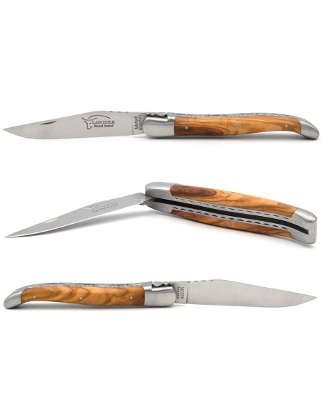 Laguiole Klappmesser 12cm aus Olivenholz, Dreifachen Platinen
