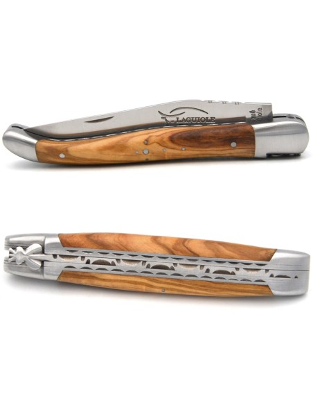 Laguiole Klappmesser 12cm aus Olivenholz, Dreifachen Platinen