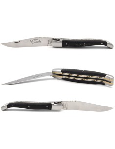 Laguiole 12cm aus Ebenholz, Dreifachen Platinen aus Edelstahl-Messing 2