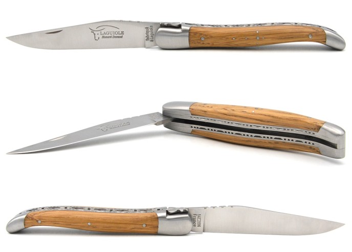 Laguiole 12cm aus Fasseiche, Dreifachen Platinen aus Edelstahl