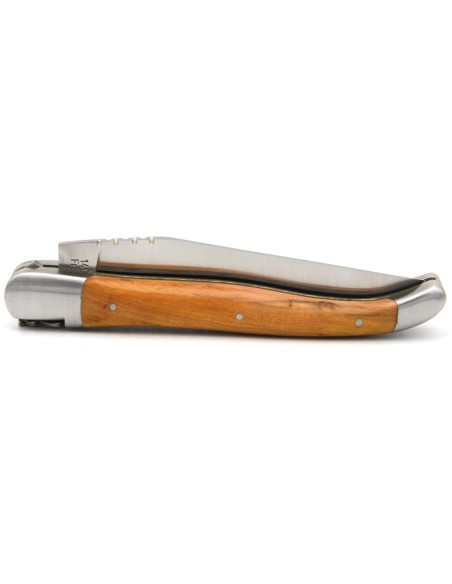 Laguiole 12 cm in juniper, triple plates in stainless steel-brass