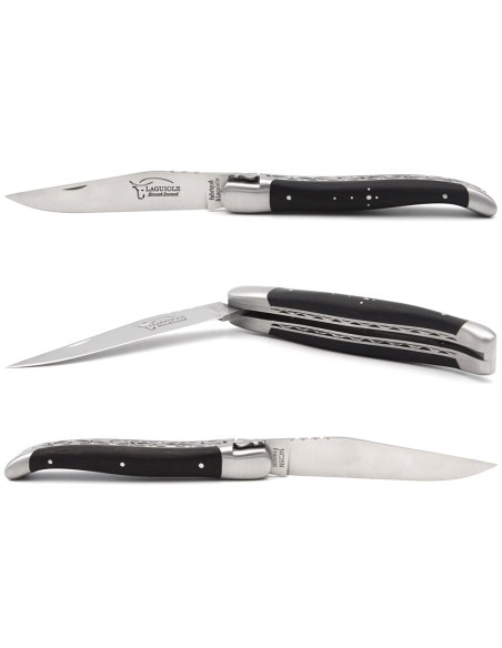 Laguiole messer 12cm aus Ebenholz, Dreifachen Platinen aus Edelstahl