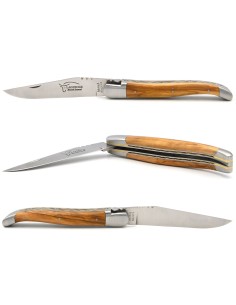Laguiole 12cm, Olivenholz, Dreifachen Platinen aus Edelstahl-Messing 2