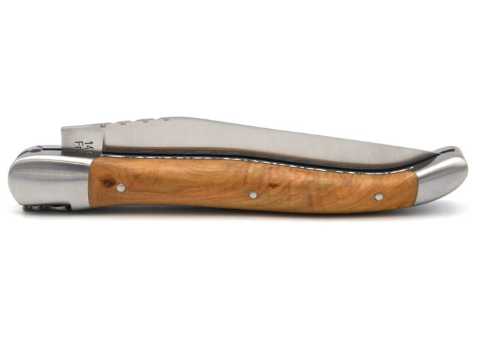 Laguiole knife 12 cm in juniper, triple plates in stainless steel