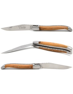 Laguiole 12cm aus Wacholderholz, Dreifachen Platinen aus Edelstahl 2