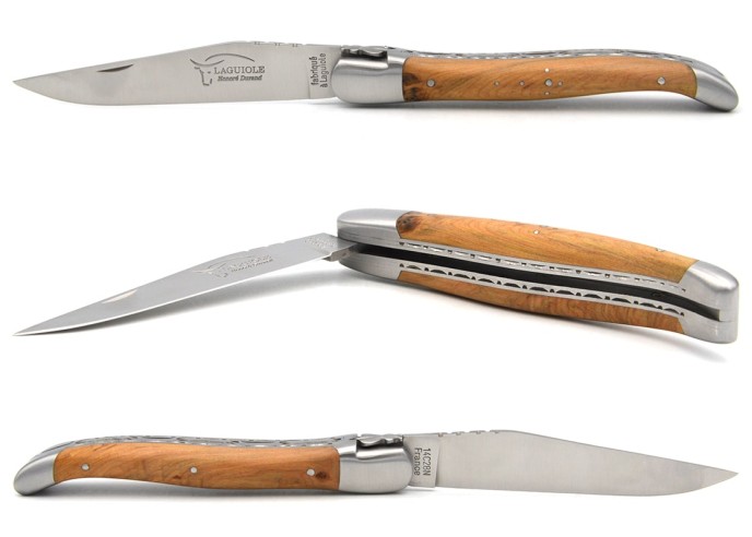 Laguiole 12cm aus Wacholderholz, Dreifachen Platinen aus Edelstahl