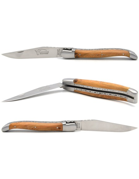 Laguiole 12cm aus Wacholderholz, Dreifachen Platinen aus Edelstahl