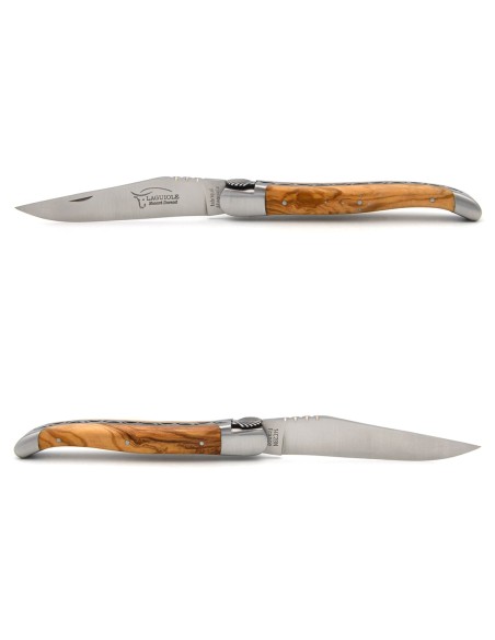 Laguiole 12 cm, Saint Jacques shell, olivewood handle