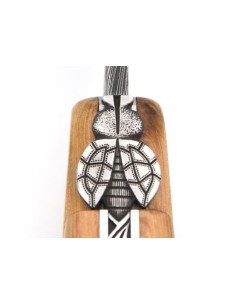 Laguiole-Jagdmesser 13.5 cm, Damastklinge Federmotiv, Wacholderholz