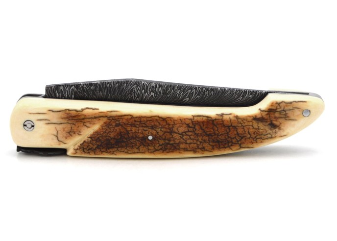 Laguiole-Jagdmesser, Federdamast Klinge, Griff aus Mammutelfenbein
