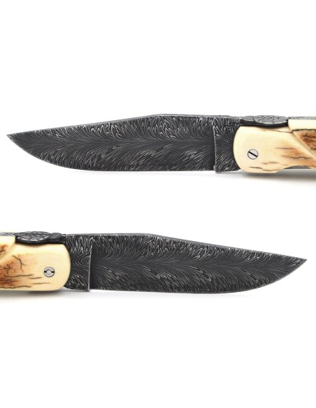 Laguiole-Jagdmesser, Federdamast Klinge, Griff aus Mammutelfenbein