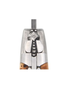 laguiole pliant 12cm lame damas sauvage abeille et ressort ciseles burin manche en genevrier