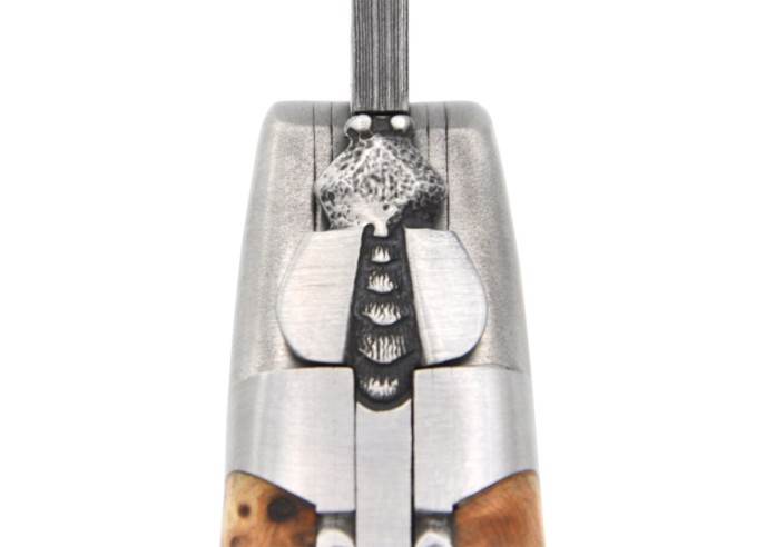 laguiole 12cm damast klinge biene und feder mit meissel handziseliert griff aus hornspitze