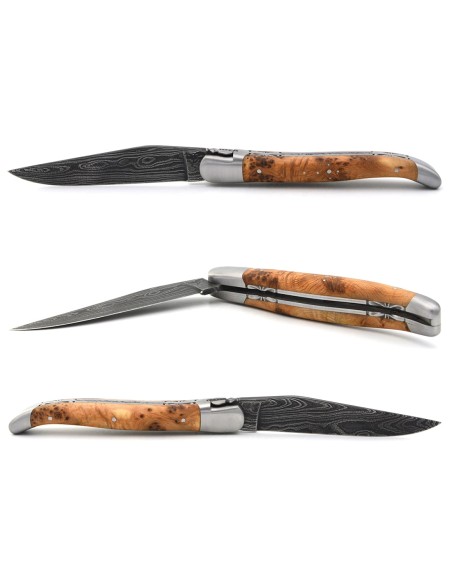 laguiole 12cm damast klinge biene und feder mit meissel handziseliert griff aus hornspitze