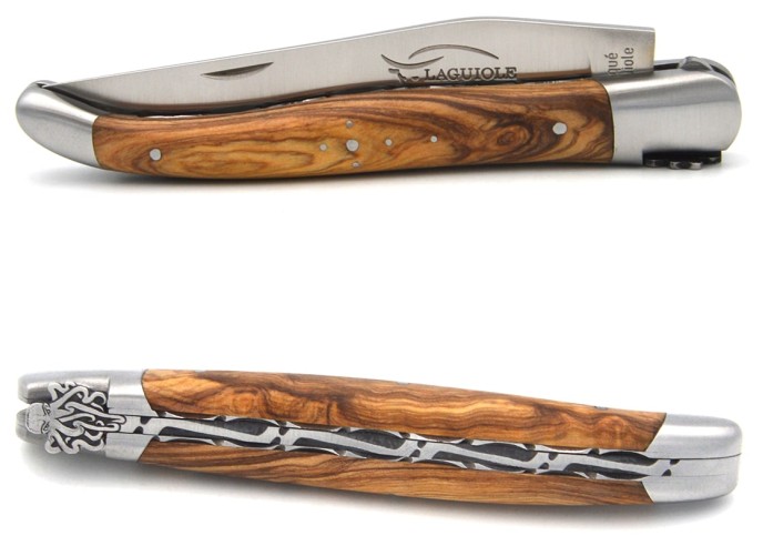 Laguiole pliant 12 cm, abeille motif pieuvre ciselée au burin