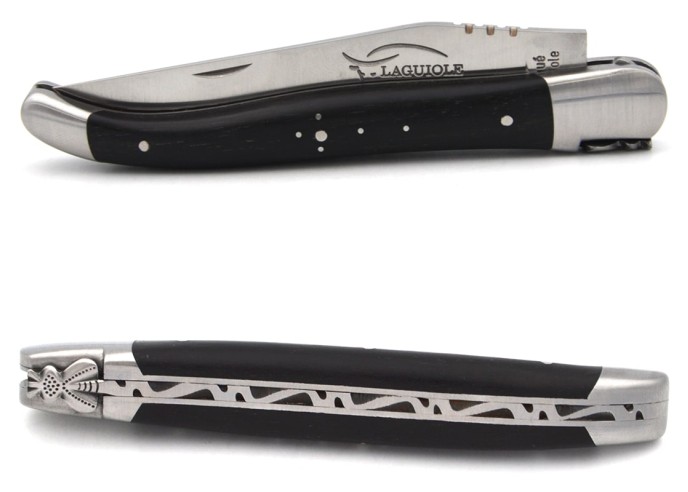 Laguiole pocket knife, 12 cm, classic forged bee n°2, ebony handle