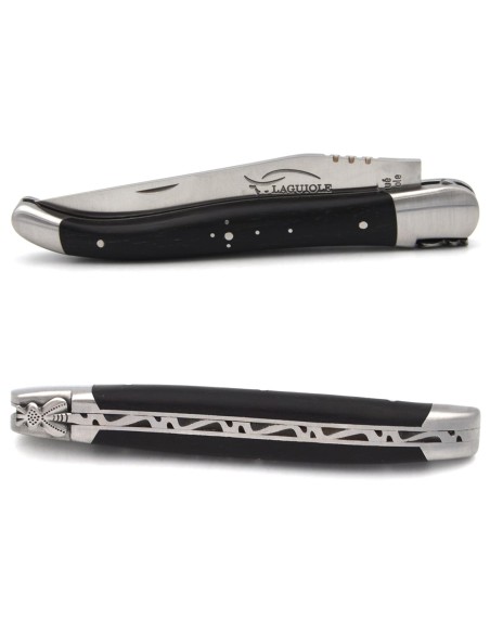Laguiole pocket knife, 12 cm, classic forged bee n°2, ebony handle