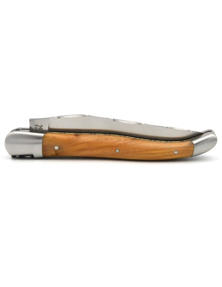 Laguiole 12 cm in juniper, triple plates, chiselled back of blade