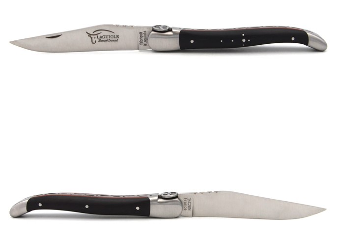 Laguiole knife 12 cm, steering wheel, ebony & red spacer handle