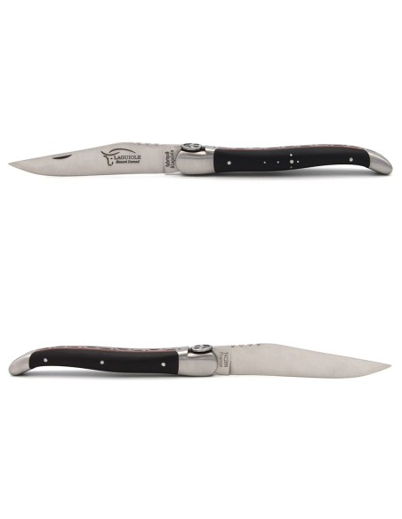 Laguiole knife 12 cm, steering wheel, ebony & red spacer handle