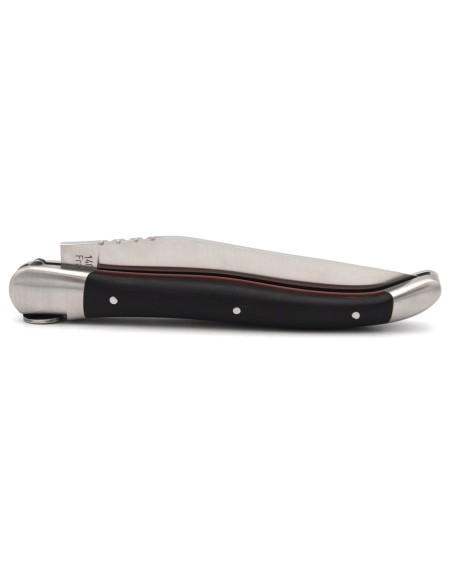 Laguiole knife 12 cm, steering wheel, ebony & red spacer handle