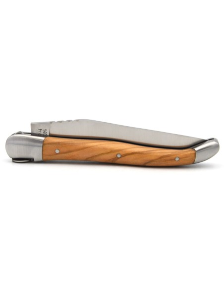 Laguiole pocket knife, 12 cm, bee with liner motif, olive wood handle