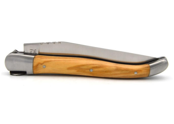 Laguiole pocket knife, 12 cm, basketball motif, olive wood handle