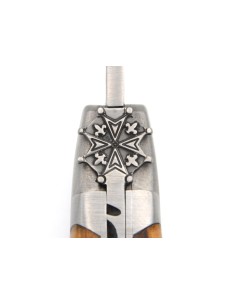 Laguiole Klappmesser, 12cm, Hugenottenkreuz, Griff aus Olivenholz