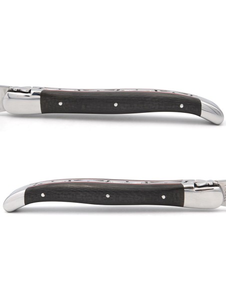 Laguiole pliant 13 cm, manche en fibre de carbone & intercalaire rouge