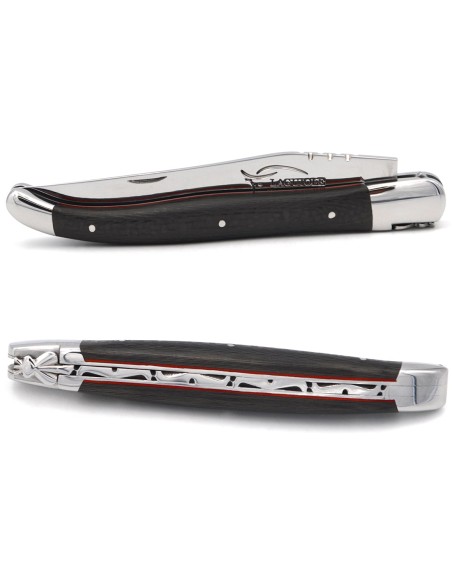 Laguiole pocket knife 13 cm, carbon fiber handle & red spacer