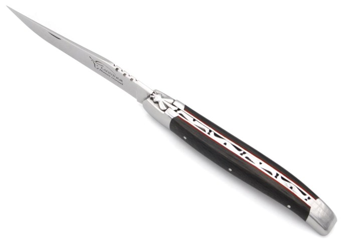 Laguiole pocket knife 13 cm, carbon fiber handle & red spacer