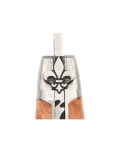 Laguiole 11 cm en bois de rose, abeille forgée motif fleur de Lys